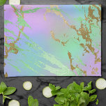 Linge De Cuisine Marbre millénaire | Playbow Pastel Ombre<br><div class="desc">Un dégradé de marbre d'aquarelle clair et coloré dans des tons vibrants de bleu turquoise, vert menthe, rose chaud et lavande mauve à l'ombre inspiré du sirène. Cette texture féminine peinte à la main ajoute la parfaite pop de couleur. De la collection "Modern Watercolor Marbles", ce design présente des tourbillons...</div>
