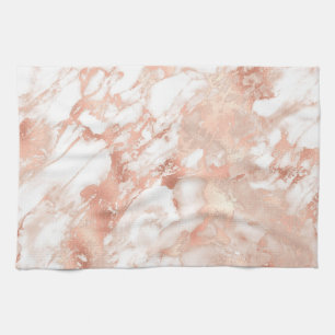 Linge De Cuisine Marbre moderne blanc et or rose