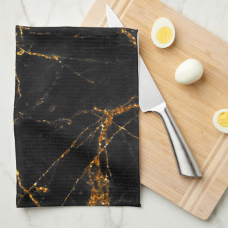 Linge De Cuisine Marbre noir d'or