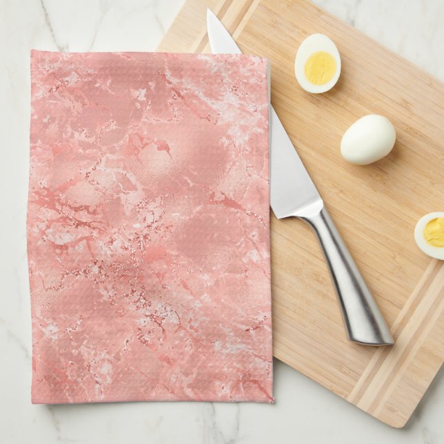 Linge De Cuisine Marbre Rose Gold 4 (Quart Plié)