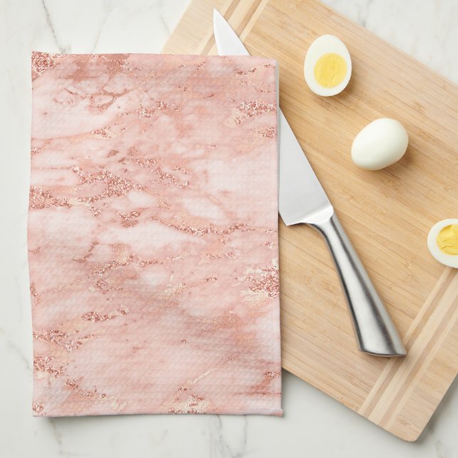 Linge De Cuisine Marbre Rose Gold 7 (Quart Plié)
