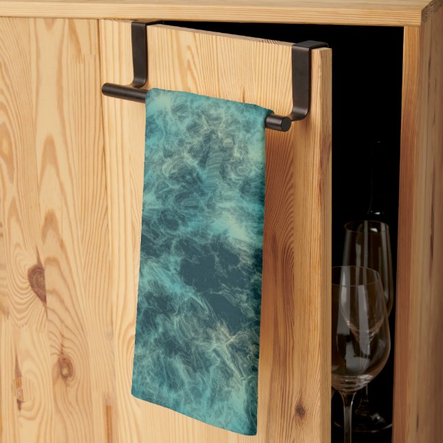 Linge De Cuisine Marbre turquoise Abstrait (Pliage en tiers)