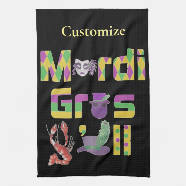 Linge De Cuisine Mardi Gras Y'all Thunder_Cove (Vertical)
