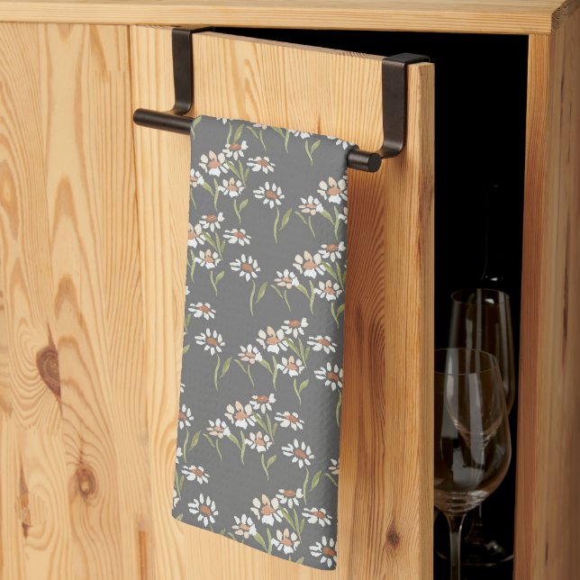 Linge De Cuisine Marguerite au charbon (Pliage en tiers)