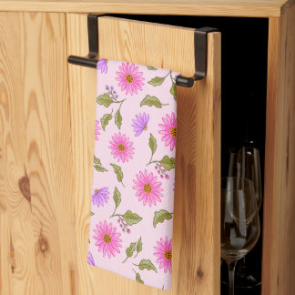 Linge De Cuisine Marguerite lilas rose