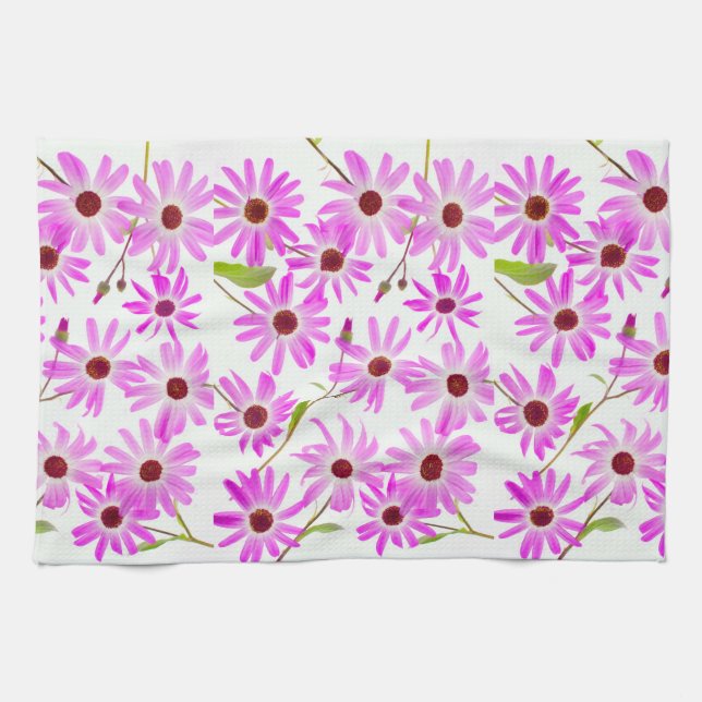 Linge De Cuisine Marguerites roses (Horizontal)