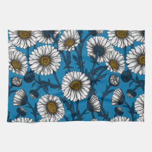 Linge De Cuisine Marguerites sur bleu