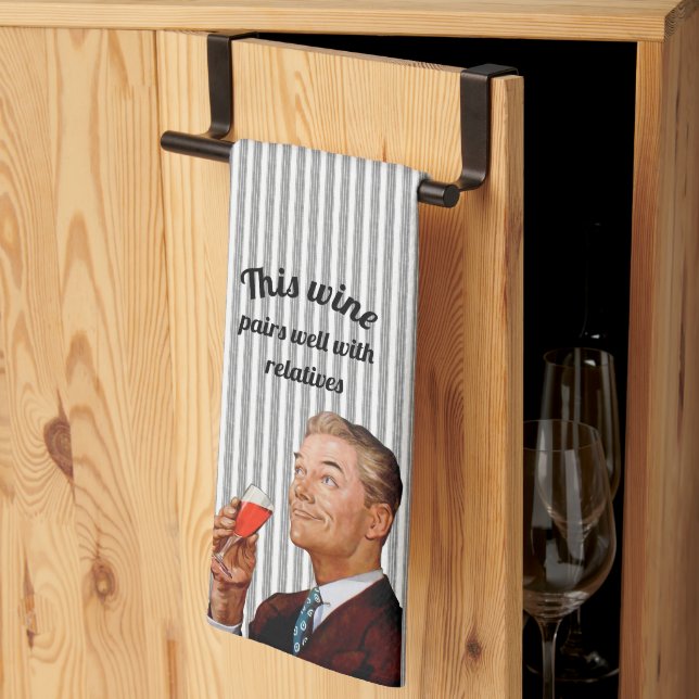 Linge De Cuisine Mari Retro Drôle Vin (Pliage en tiers)