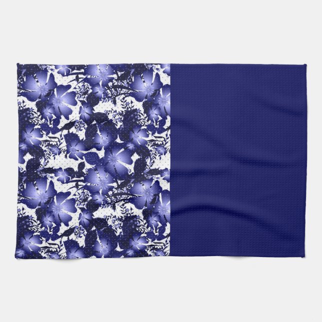 Linge De Cuisine Mariage Anniversaire gris ruban satin perles flora (Horizontal)