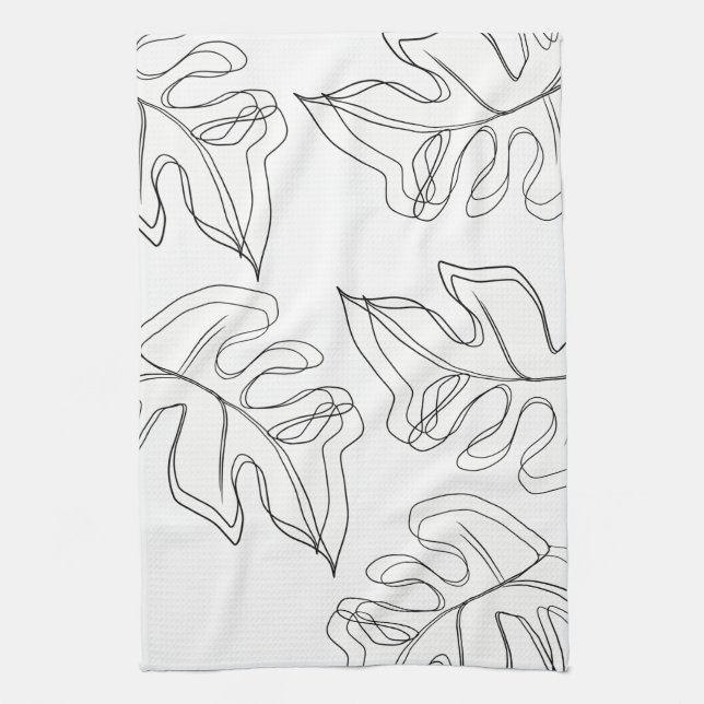 Linge De Cuisine Mariage botanique Monstera noir et blanc (Vertical)
