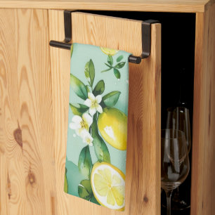 Linge De Cuisine Mariage moderne jaune citron floral écriture brida