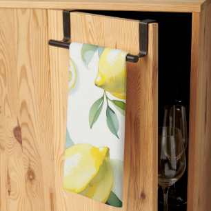 Linge De Cuisine Mariage moderne jaune citron floral écriture douch