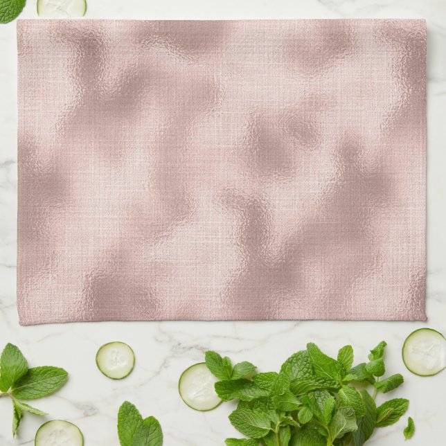 Linge De Cuisine Mariage Rose Gold et Fard Rosé (Plié)