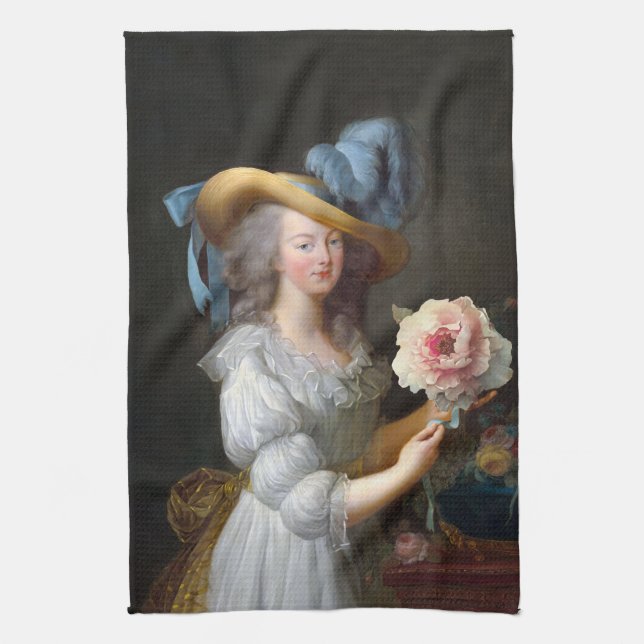 Linge De Cuisine Marie Antoinette avec Fleur d'anémone rose (Vertical)