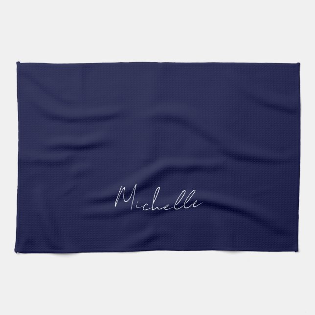 Linge De Cuisine Marine Bleu Couleur Plaque Moderne Nom Propre Call (Horizontal)
