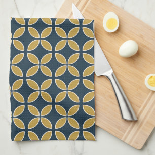 Linge De Cuisine Marine Motif géométrique rétro, moutarde