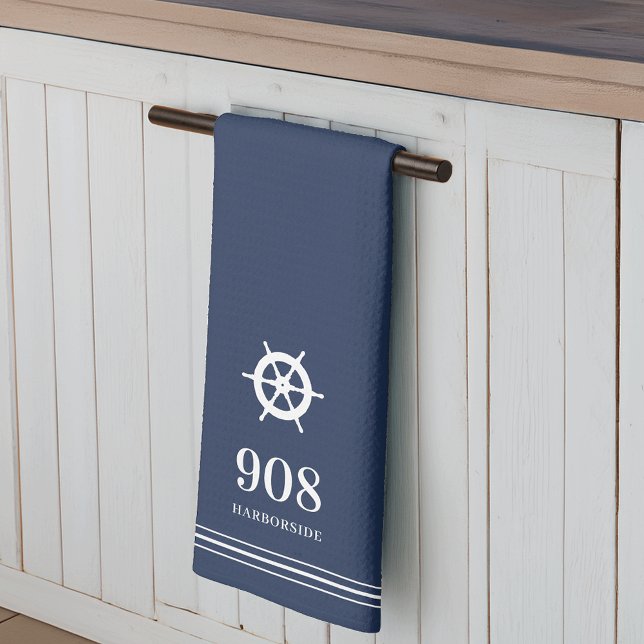 Linge De Cuisine Marine | Navires Roue Numéro et nom de rue (Créateur téléchargé)