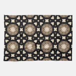 Linge De Cuisine Marocain élégant Motif géométrique noir & beige