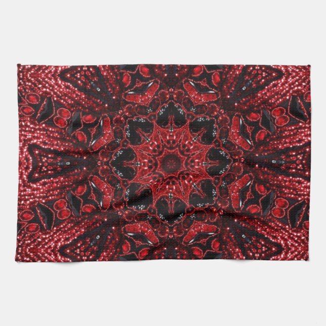 Linge De Cuisine maroon marocain bohème mandala bordeaux (Horizontal)