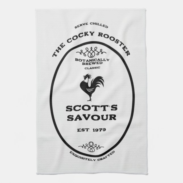 Linge De Cuisine Marque de commerce, coq coquine, personnalisable (Vertical)