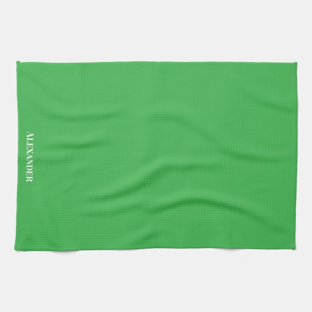 Linge De Cuisine Marque personnalisée vert clair uni blanc foncé (Horizontal)