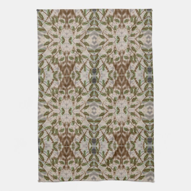 Linge De Cuisine Marron Vert et Gris Bleu (Vertical)