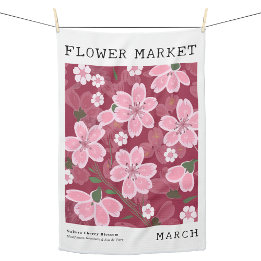 Linge De Cuisine Mars Marché aux fleurs rose Sakura Cherry Imprimer
