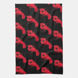 Linge De Cuisine Marsden Hartley Homard rouge vintage sur fond noir