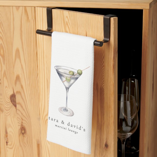 Linge De Cuisine Martini Cocktail Lounge avec Votre Nom (Pliage en tiers)