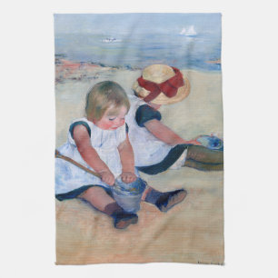 Linge De Cuisine Mary Cassatt Enfants Jouant sur la Plage 1884