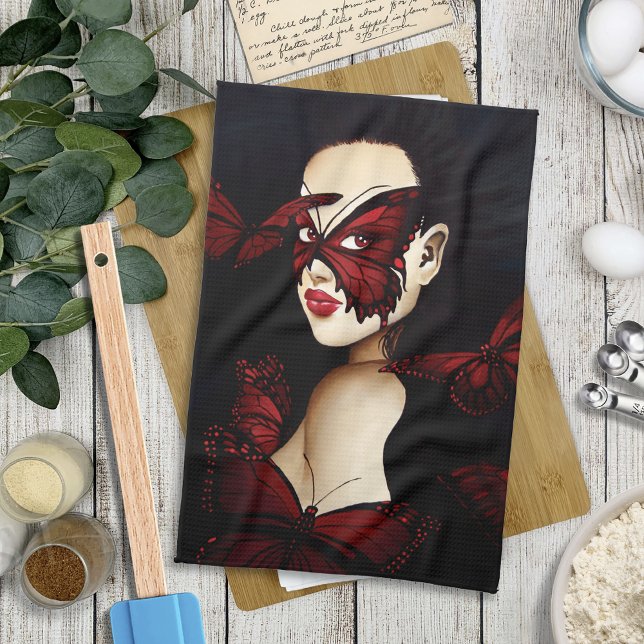 Linge De Cuisine Mascarade de Papillon Rouge Femme Fantastique Goth (Créateur téléchargé)