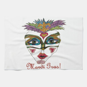 Linge De Cuisine Masque de plumes de Parties scintillant Mardi Gras