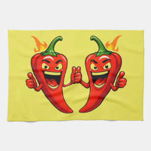 Linge De Cuisine Masque de poivre de feu de dessin animé avec visag