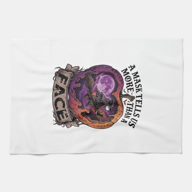 Linge De Cuisine Masque En Dit Plus Que Visage Sorcière D'Halloween (Horizontal)