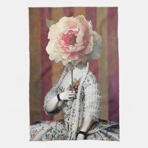 Linge De Cuisine Masque Fleur de Pivoine Rose Intrigue