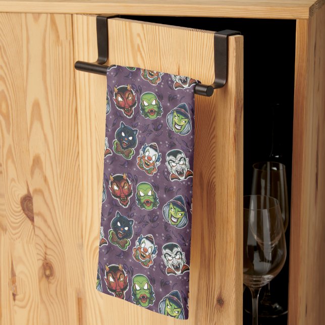 Linge De Cuisine Masques Rétro - Nightshade (Pliage en tiers)