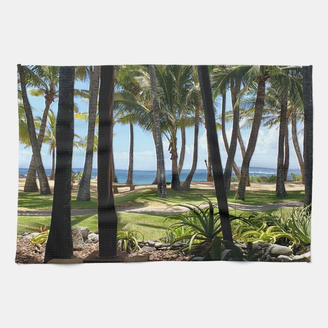 Linge De Cuisine Maui Beach Palmiers Hawaii (Horizontal)