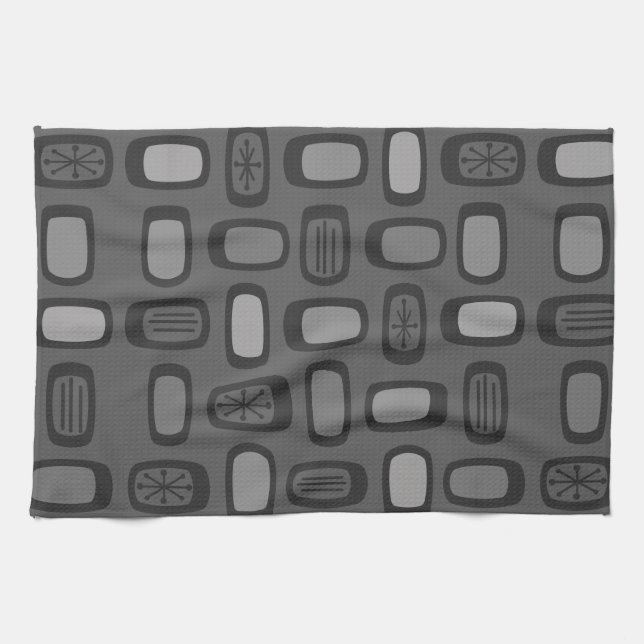 Linge De Cuisine MCM arrondi au milieu du siècle Rectangles gris ce (Horizontal)
