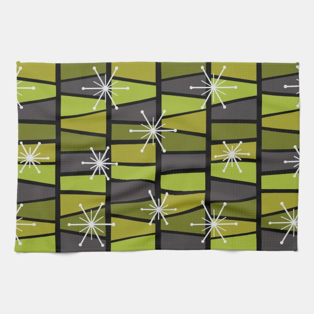 Linge De Cuisine MCM géométrique Vert olive Abstrait (Horizontal)
