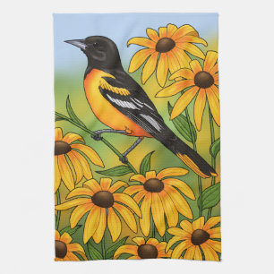 Linge De Cuisine MD State Bird Oriole & Black eyed Susan Flower