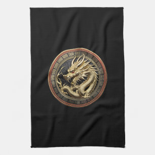 Linge De Cuisine Médaillon de dragon sacré oriental en or