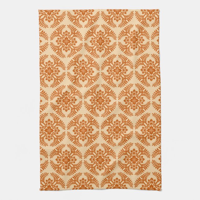 Linge De Cuisine Médaillon japonais Motif, Pastel Orange (Vertical)