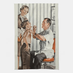 Linge De Cuisine Médecine Vintage, médecin pédiatre avec patient