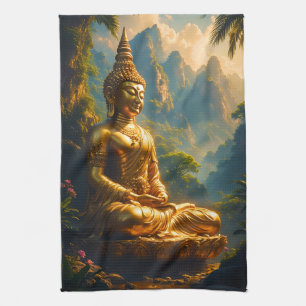 Linge De Cuisine Méditation dorée dans les sommets thaïlandais