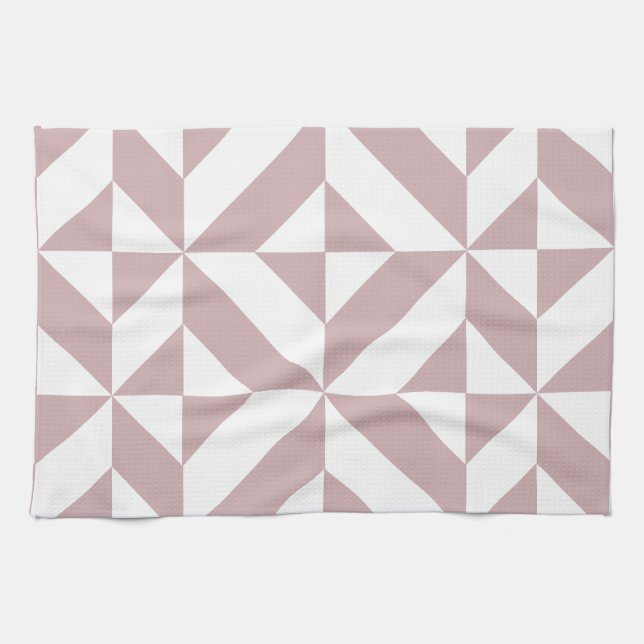 Linge De Cuisine Medium Mauve Geometric Deco Cube Pattern (Horizontal)
