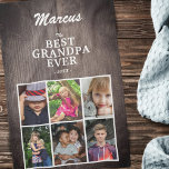 Linge De Cuisine Meilleur grand-père Famille Keepsaké Wood 6 Photo<br><div class="desc">Rustic Wood Best Grandpa Family Keepsaké serviette de cuisine avec 6 Photo Collage et le nom de grand-père. Arrière - plan de bois rustique. Personnalisez avec 6 photos de petits-enfants, le nom du grand-père et l'année. Vous pouvez changer n'importe quel texte sur la serviette. Un cadeau parfait pour un grand-père...</div>