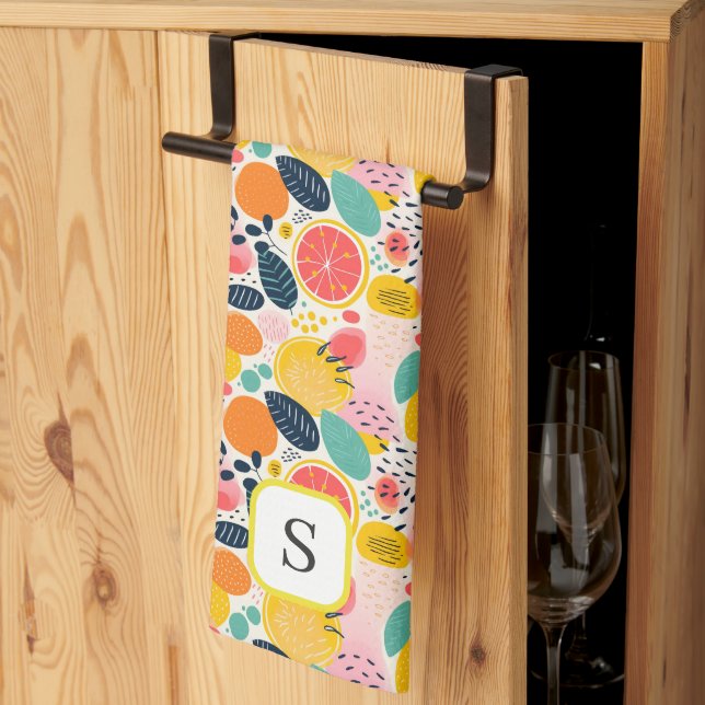 Linge De Cuisine Meilleur Monogramme d'agrumes d'été (Pliage en tiers)