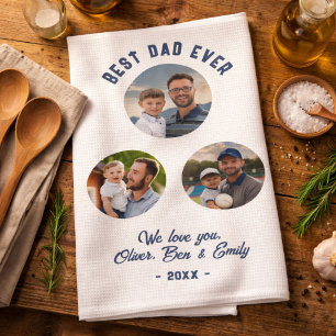 Linge De Cuisine Meilleur Papa Ever 3 Photos Cadeau Fête des Pères