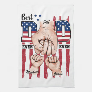 Linge De Cuisine Meilleur Papa Jamais - Fist Bump USA Drapeau - 2 E