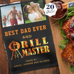 Linge De Cuisine MEILLEUR PAPA JAMAIS GRILL MASTER 20 Noms de colle<br><div class="desc">Serviette de cuisine BBQ personnalisée pour le BEST DAD EVER et GRILL MASTER avec un modèle de collage photo facile à télécharger avec 20 photos carrés et une typographie incendie et flammes GRILL MASTER design sur votre choix de couleur arrière - plan (en noir). Le titre est modifiable comme souhaité...</div>